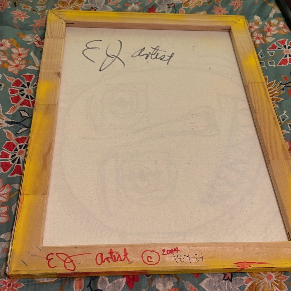 Abstract outsider  Art Canvas with Bold Colors - Picture 4 of 4